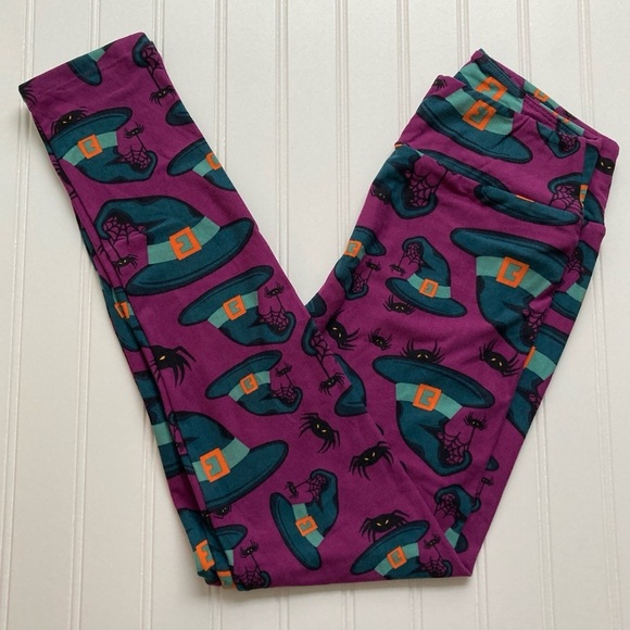 LuLaRoe Pants - NWT LuLaRoe OS leggings Halloween purple witches hat spiders Whimsygoth UNICORN